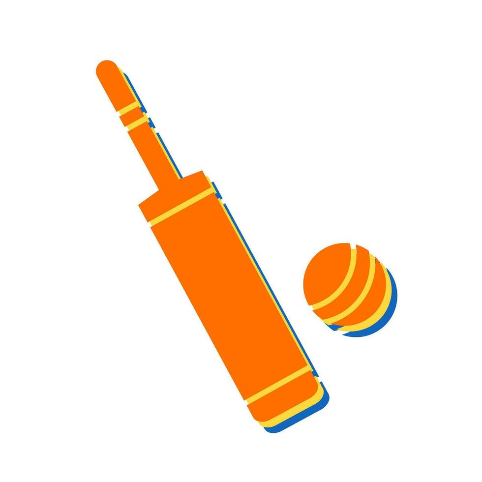 icono de vector de bola y bate de cricket