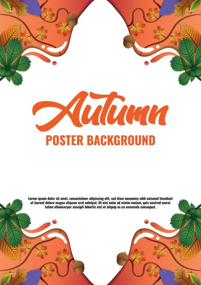 Poster Template Vector Leaves for Autumn Seasons V2