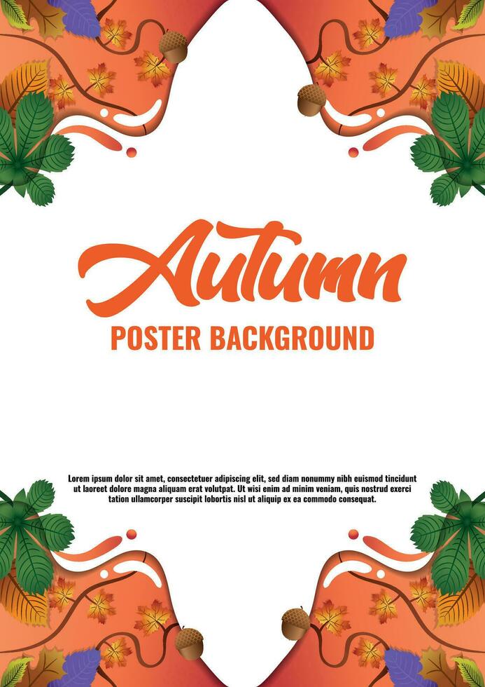 Poster Template Vector Leaves for Autumn Seasons V2