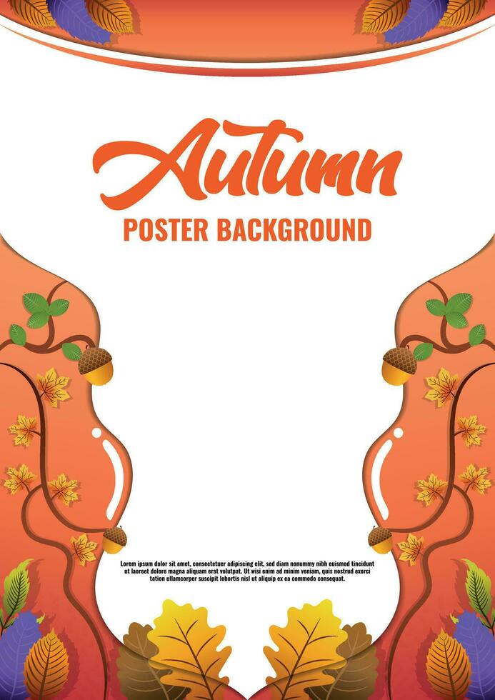 Poster Template Vector Leaves for Autumn Seasons V3