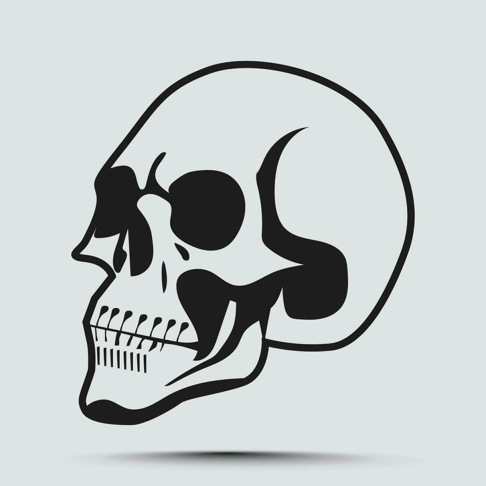 Black and white horror death skull head vector