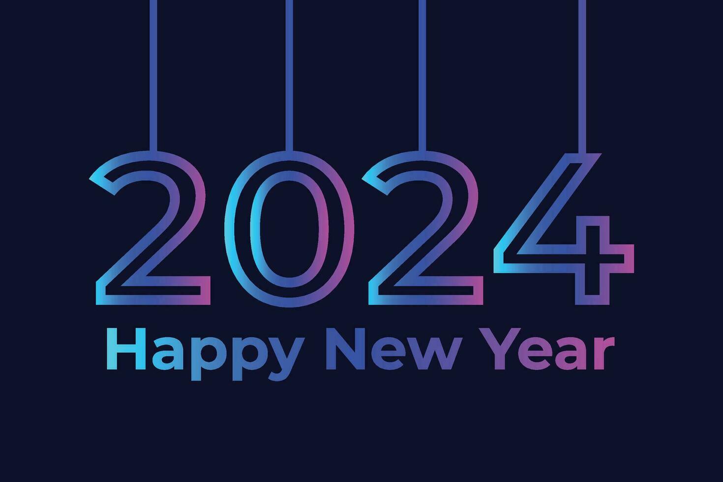 2024 number for Happy New Year vector