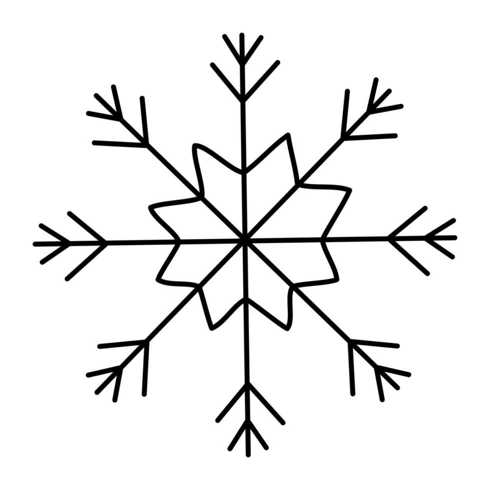 snowflake christmas winter cold pattern line icon vector