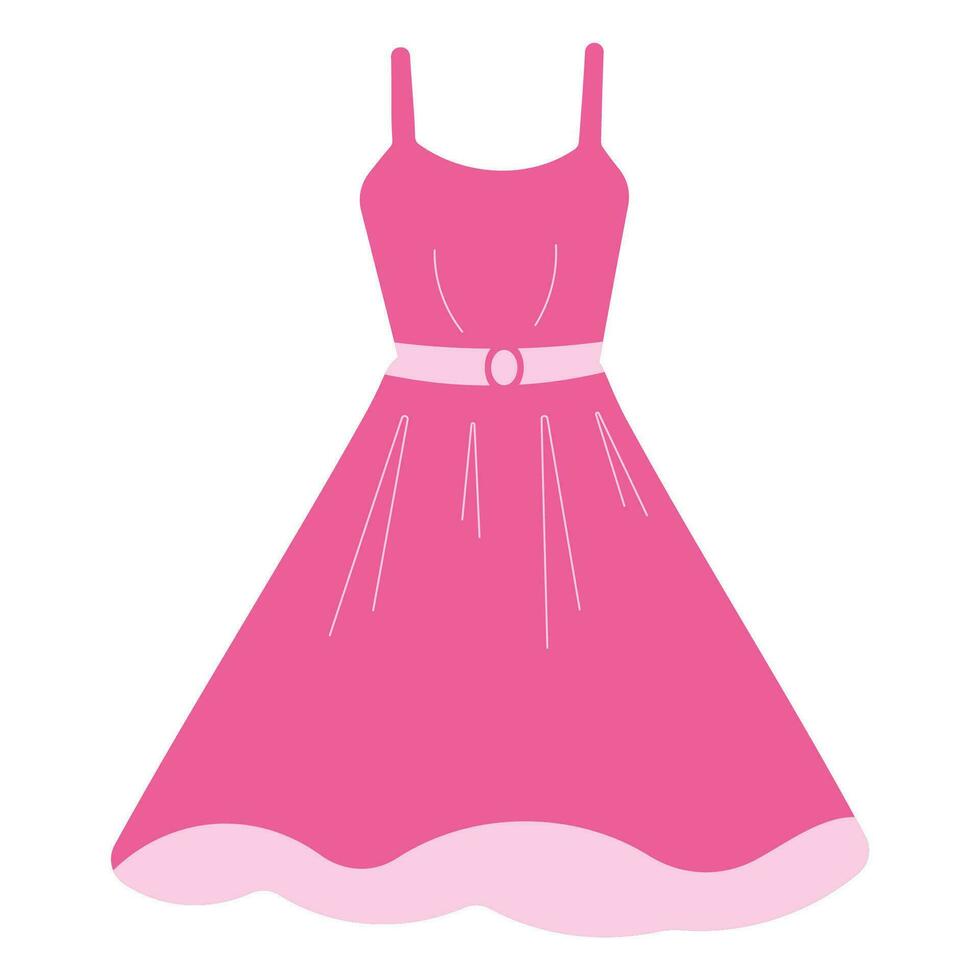barbiecore dress pink doll girl play clothes vector