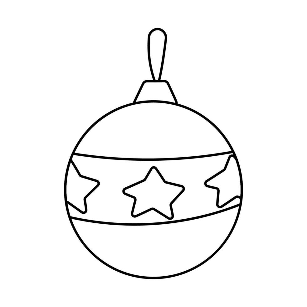 christmas toy ball round tree decoration line vector