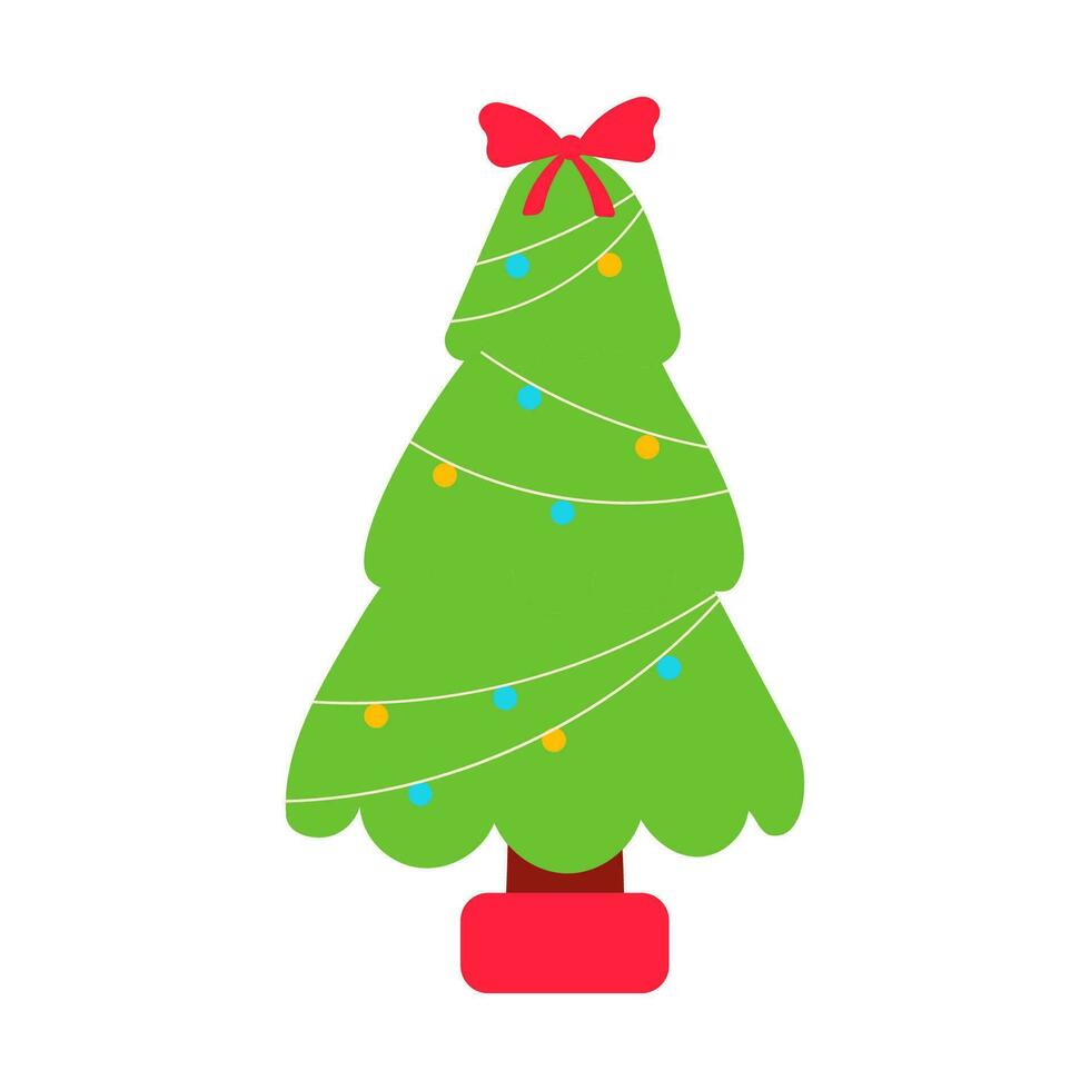 Navidad árbol nuevo año luces estrella regalos vector