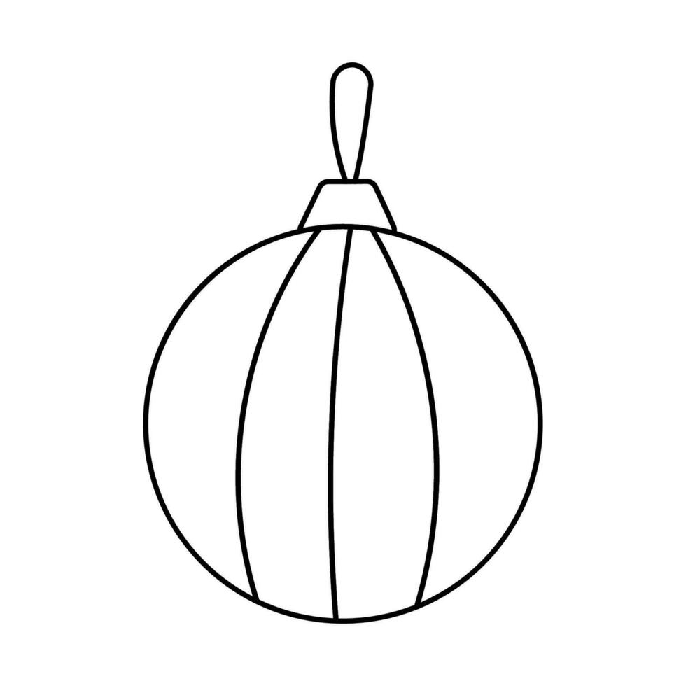 christmas toy ball round tree decoration line vector
