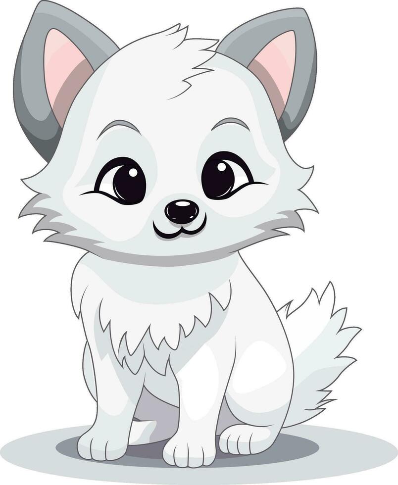 Cute Little Arctic Fox Cartoon On White Background vector