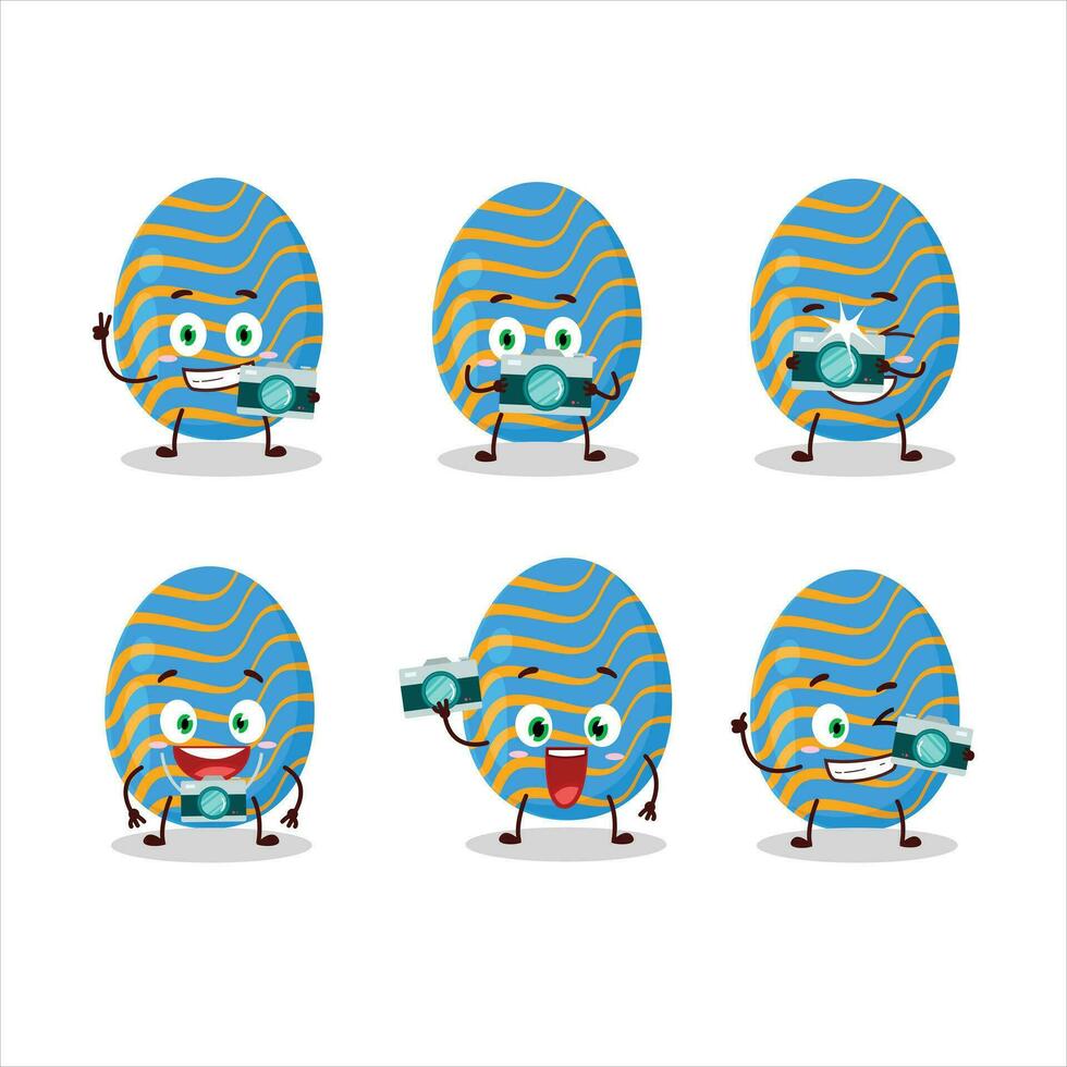 fotógrafo profesión emoticon con ligero azul Pascua de Resurrección huevo dibujos animados personaje vector