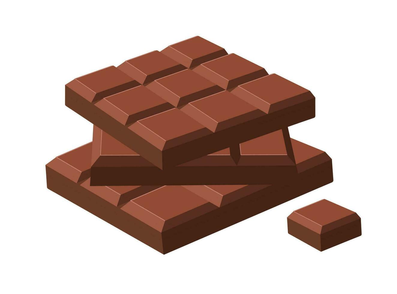 apilar de chocolate barras y un pedazo de chocolate. vector plano ilustración aislado en blanco antecedentes