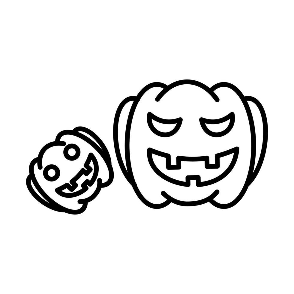 Jack O lantern icon. Pumpkin face sign. Halloween characters outline pictogram isolated on white background editable. Vector Icon Shape, closeup of simple symbol