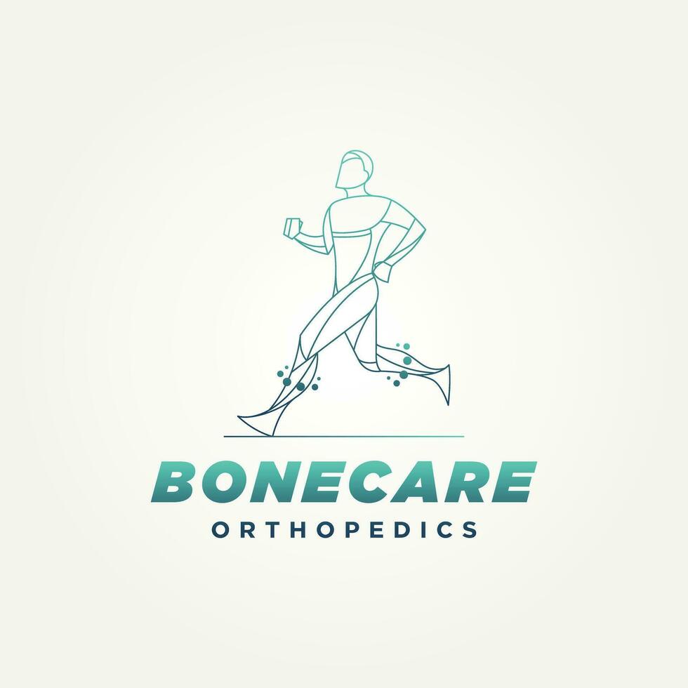 minimalist bone care orthopedic line art icon logo template vector illustration design. simple modern orthopedic clinics, physical therapists and rehabilitation centers logo concept