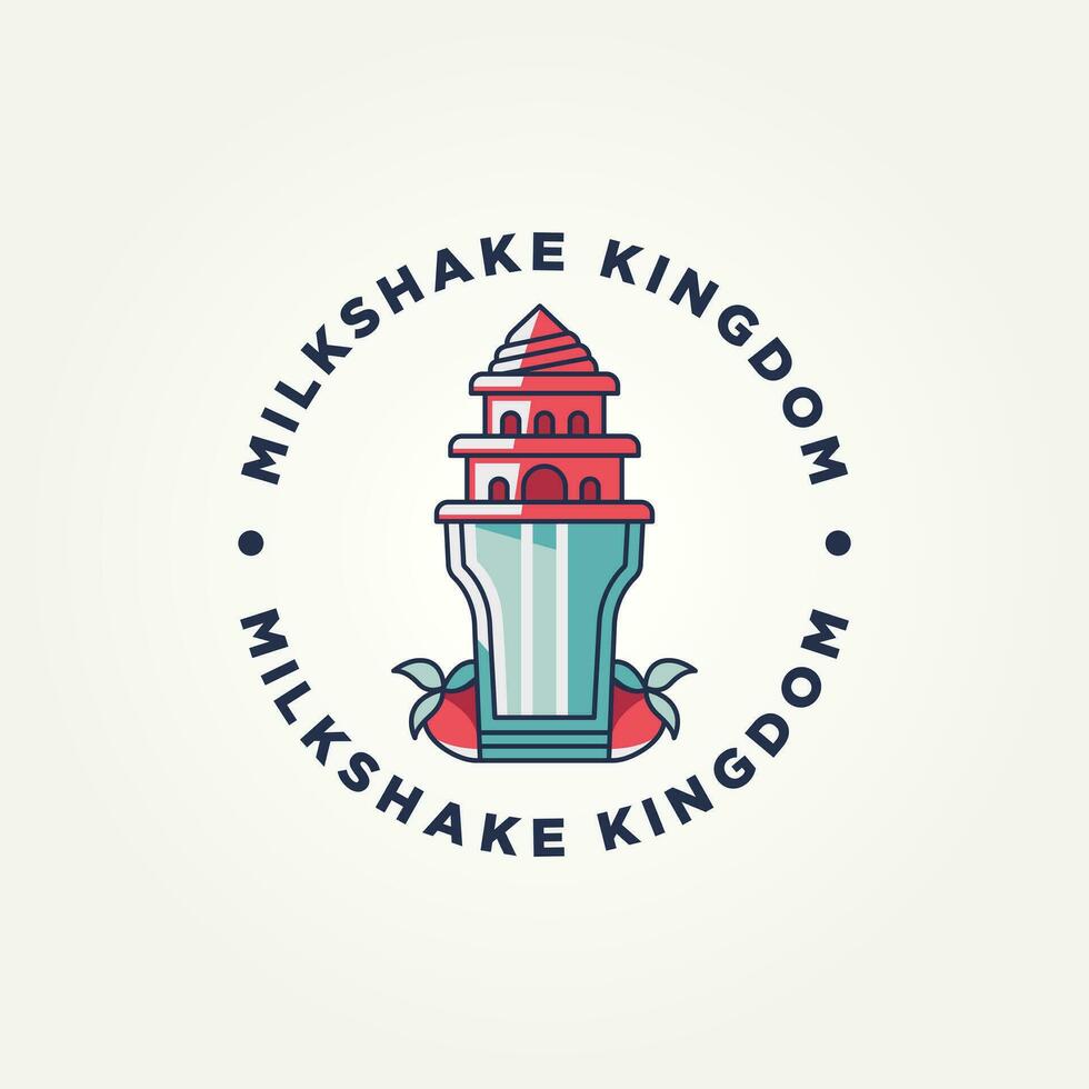minimalist fruits milkshake kingdom icon logo template vector illustration design. simple modern cafes, ice cream parlors, dessert shops logo concept