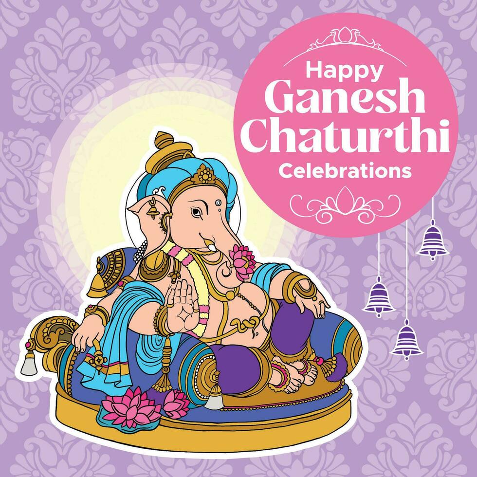 agradable nuevo contento ganesh chaturthi saludos vector