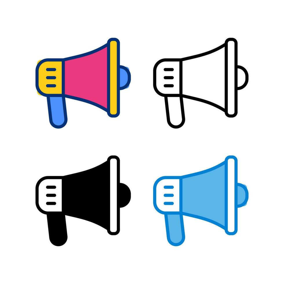 campaign megaphone icon in 4 style flat, line, glyph and duotone vector