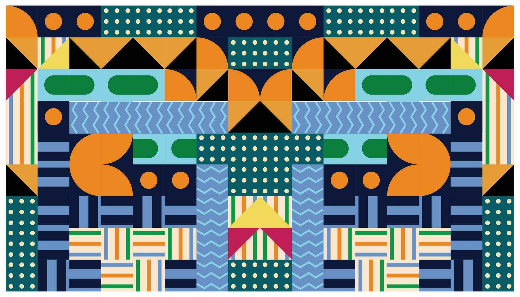 Seamless African pattern with geometric elements in retro memphis style. Tribal vector ornament. Ethnic carpet with chevrons. Aztec style. Ancient interiors. Modern rugs.