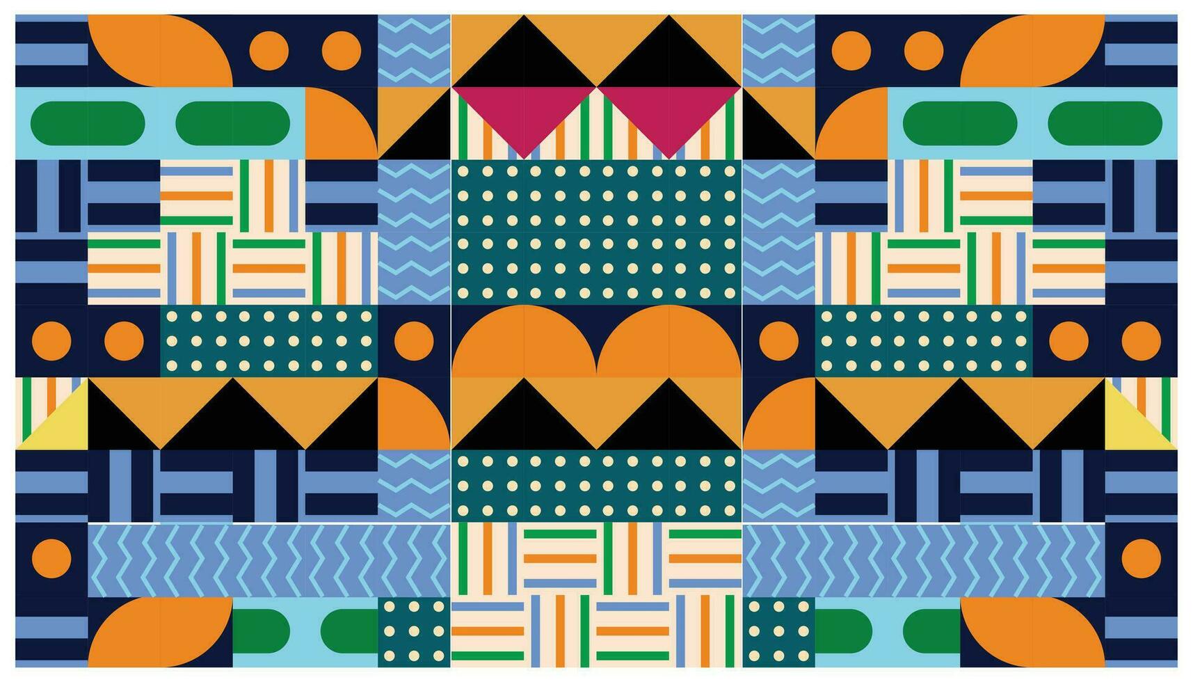 Seamless African pattern with geometric elements in retro memphis style. Tribal vector ornament. Ethnic carpet with chevrons. Aztec style. Ancient interiors. Modern rugs.