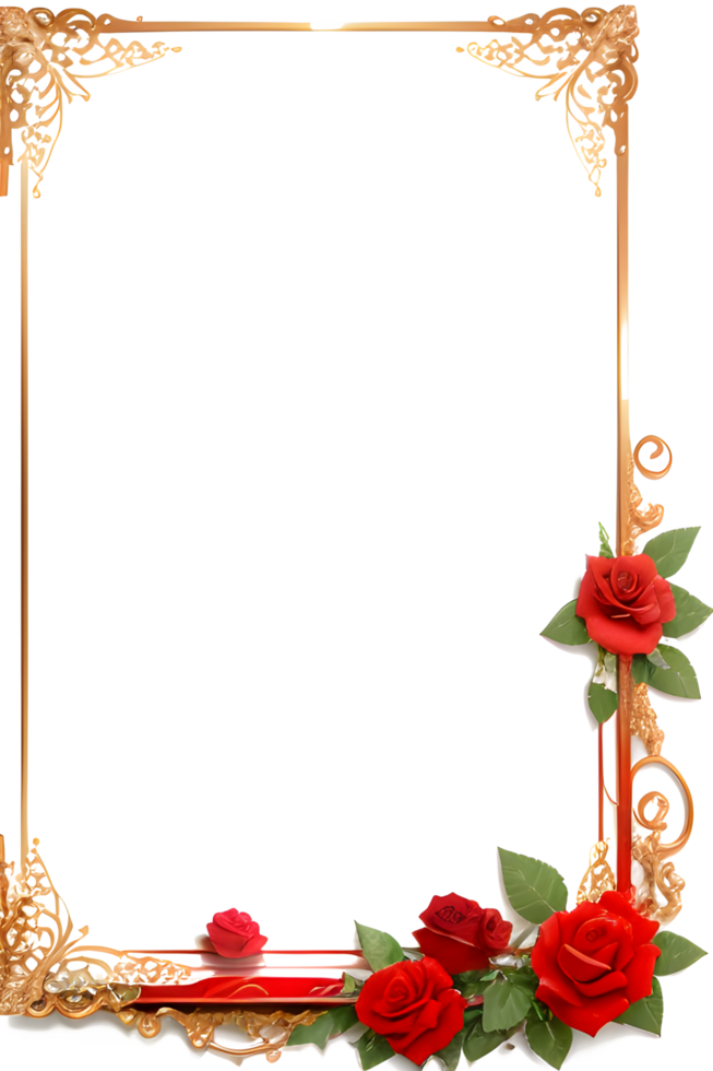 Rose Golden Border Frame PNG Image Transparent Background Ai Generative