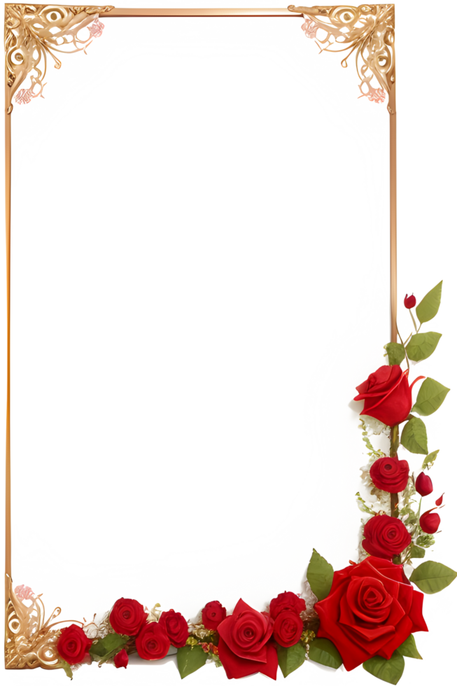 Rose Golden Border Frame PNG Image Transparent Background Ai Generative