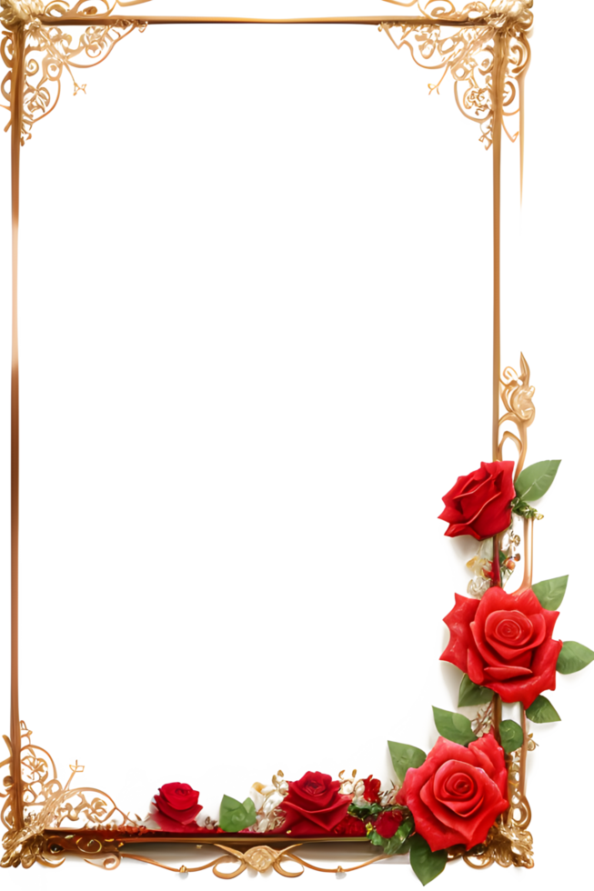 Rose Golden Border Frame PNG Image Transparent Background Ai Generative