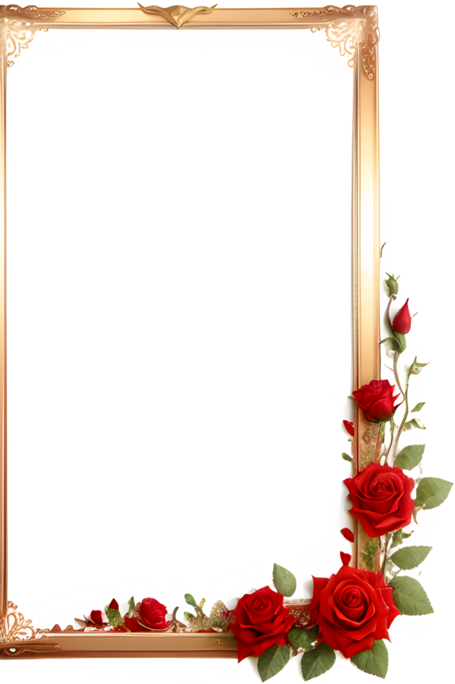 Rose Golden Border Frame PNG Image Transparent Background Ai Generative