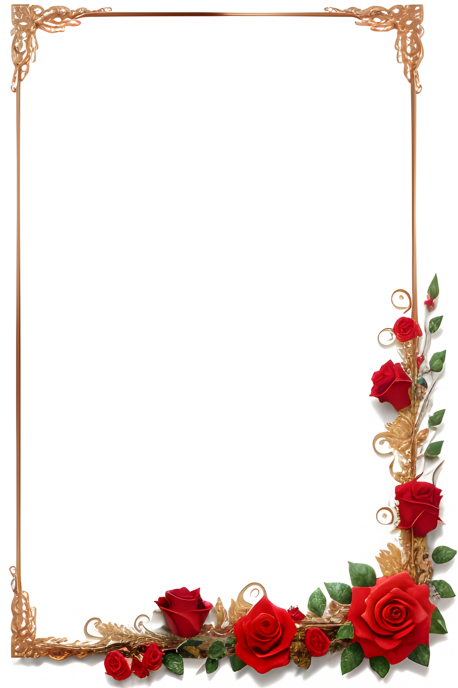 Rose Golden Border Frame PNG Image Transparent Background Ai Generative