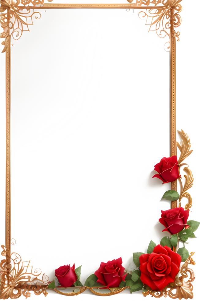 Rose Golden Border Frame PNG Image Transparent Background Ai Generative