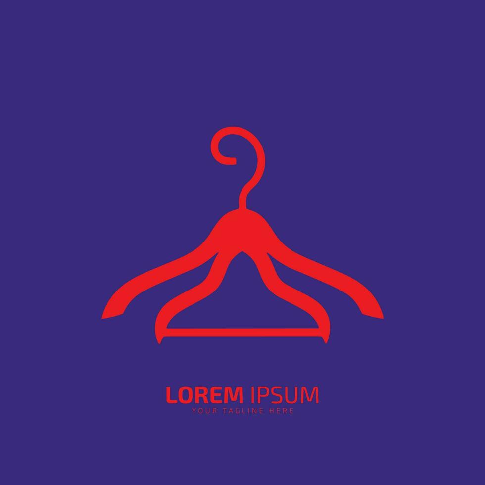 Fashion business logo template, branding design, hanger vector, hanger icon isolated on blue background vector