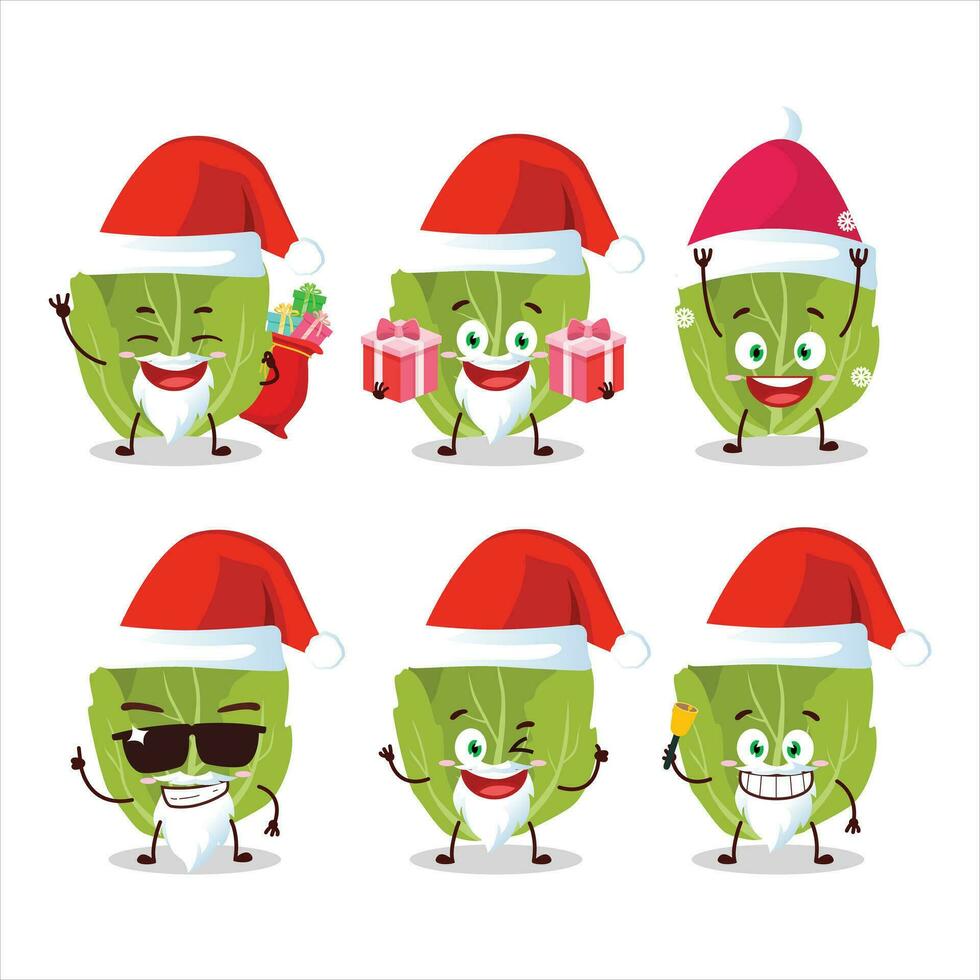 Papa Noel claus emoticones con Romain letuce dibujos animados personaje vector