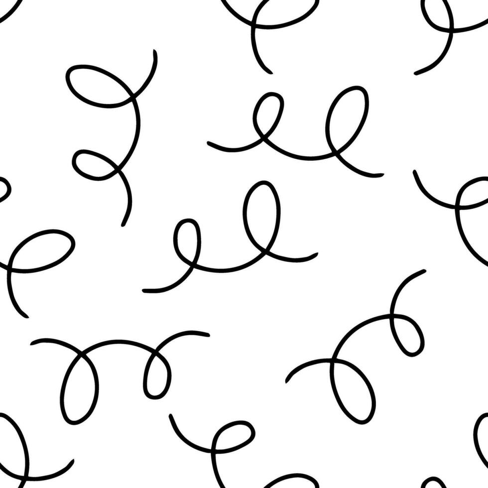 Doodle-style seamless pattern of  wavy festive ribbon. Festive concept. Hand drawn vector outline sketch.