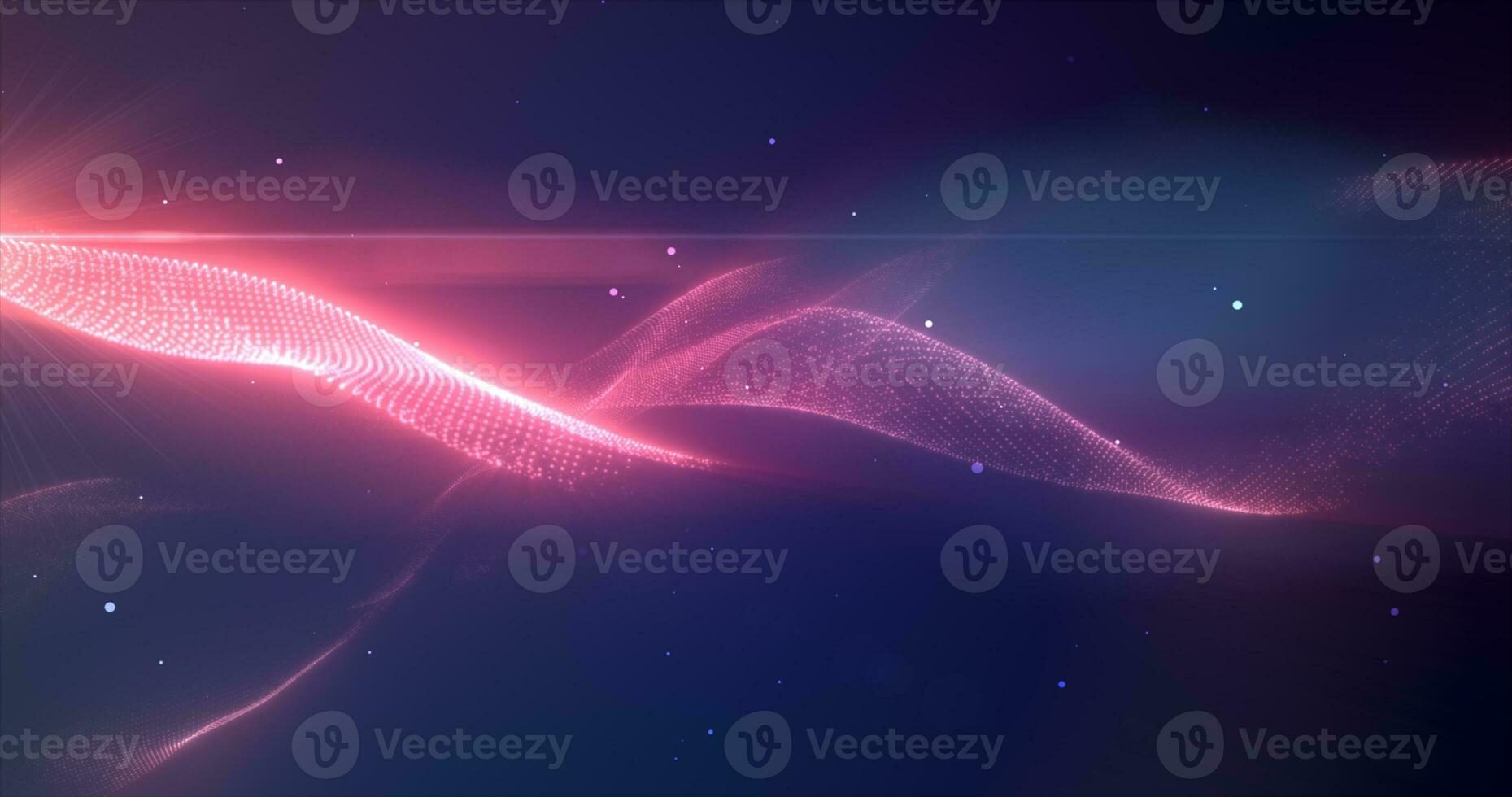 Red glowing energy bright waves from small particles and lines abstract background photo