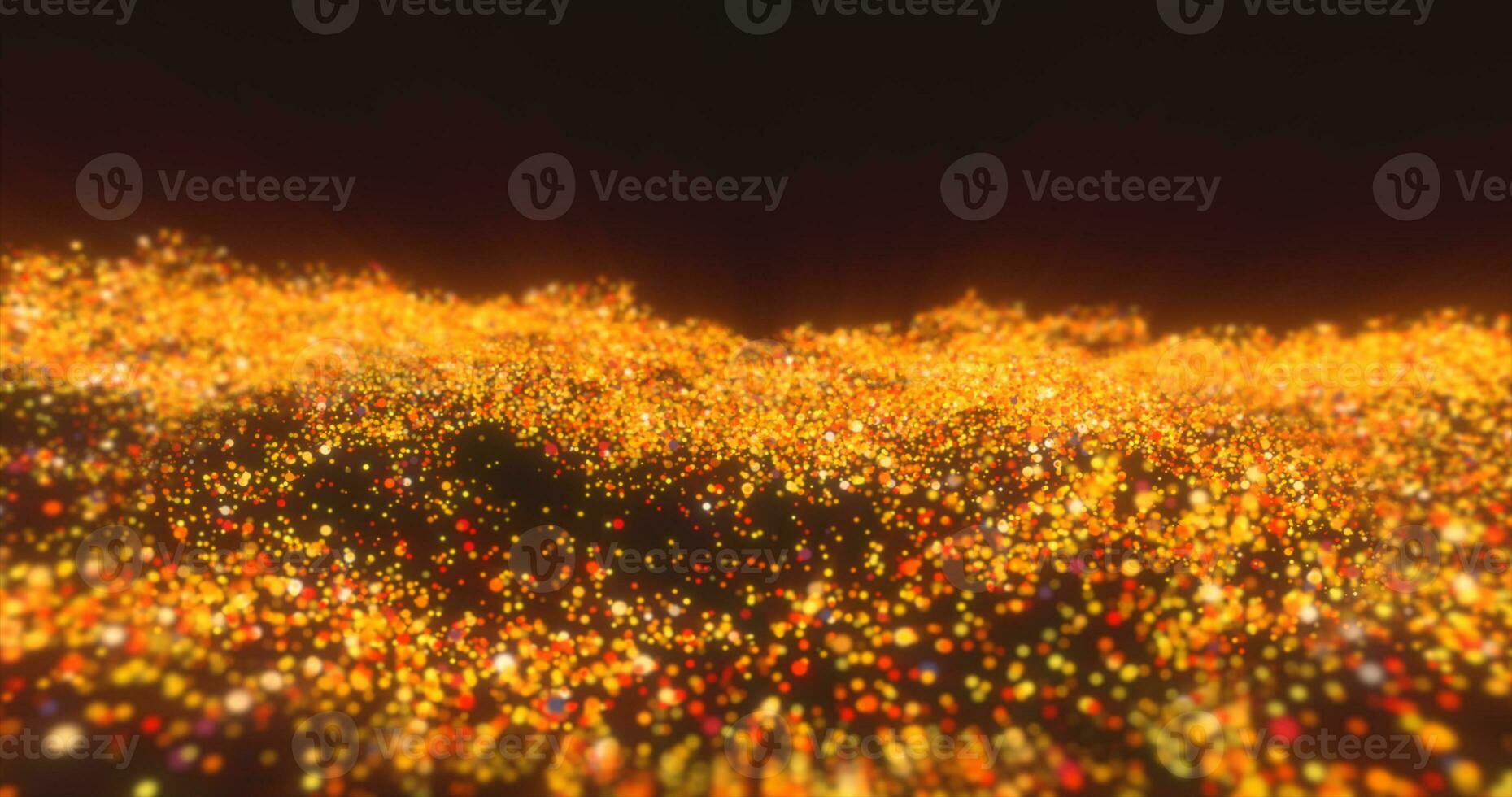 Yellow orange waves from energy particles magical glowing high tech futuristic light dots abstract background photo