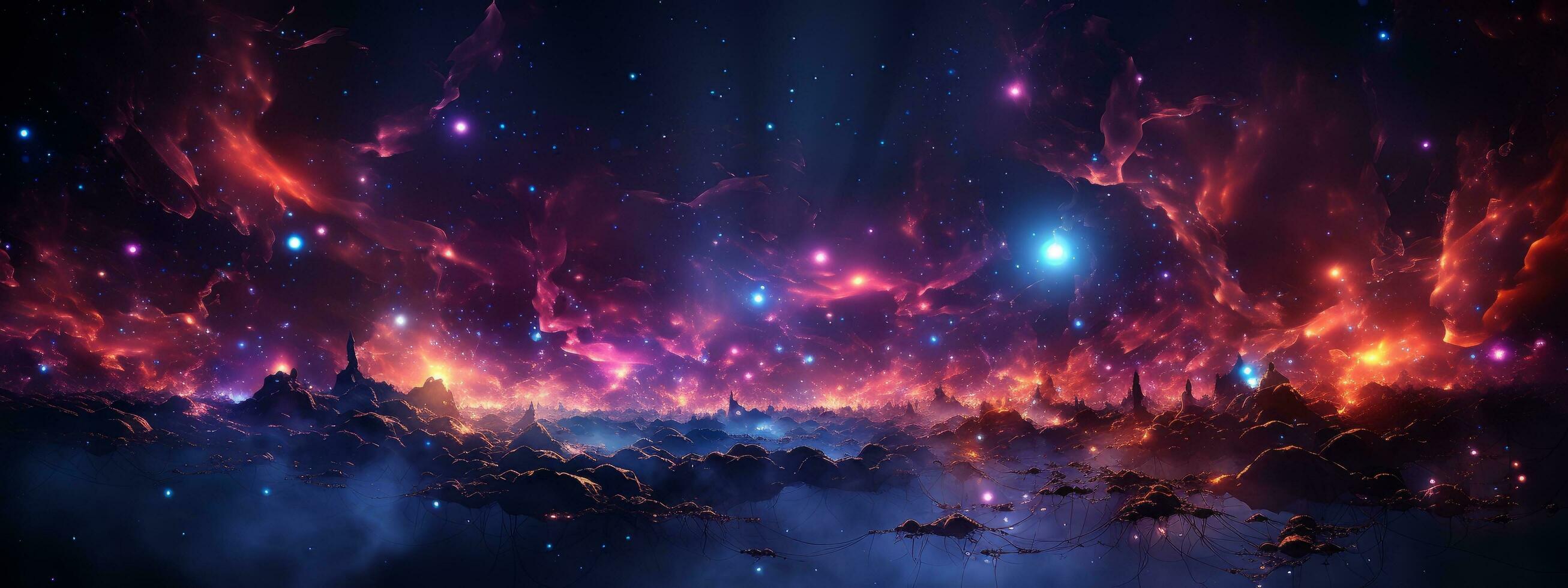Beautiful view of deep dark galaxy generated by AI photo