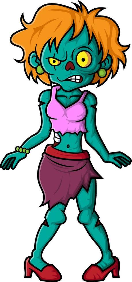 Spooky zombie artist cartoon character on white background vector