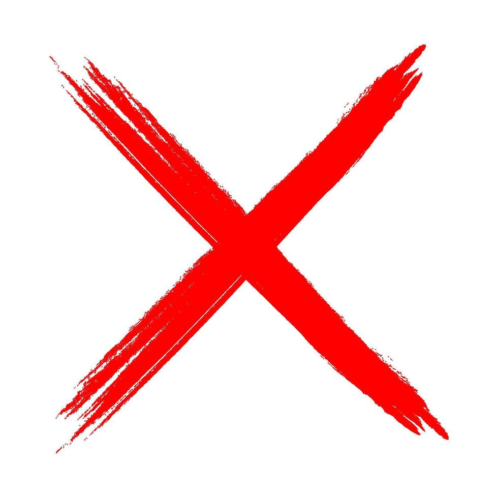 Red Cross Mark Brush Red X mark X Sign Hand Drawn Icon vector