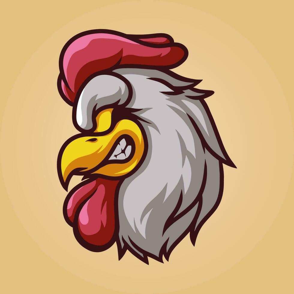 gallo cabeza mascota genial ilustración para tu marca negocio vector