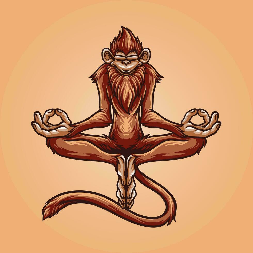 Monkey Meditation mascot great illustration for your branding business vector