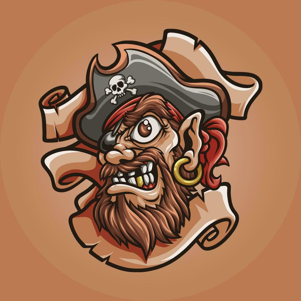 Pirate Head mascot great illustration for your branding business vector