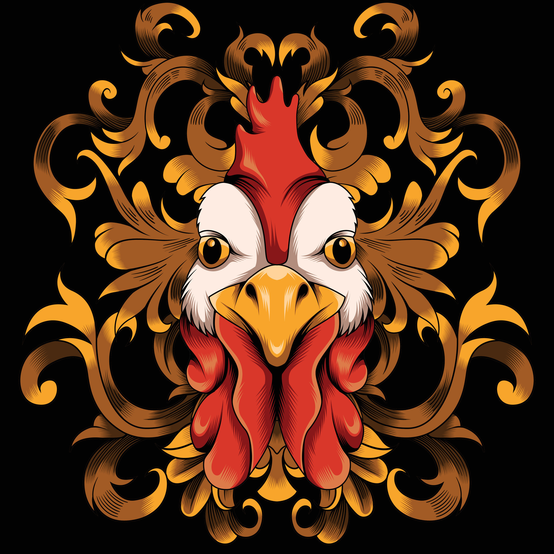 Rooster head vector illustration 28325918 Vector Art at Vecteezy