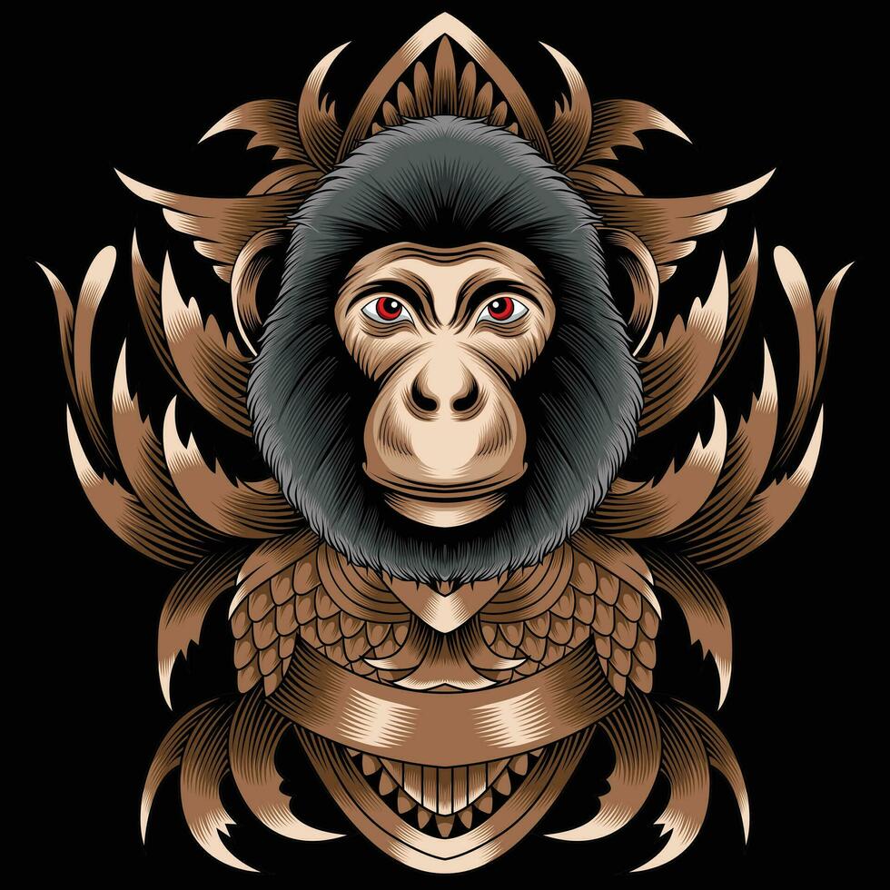 Monkey head vector illustration