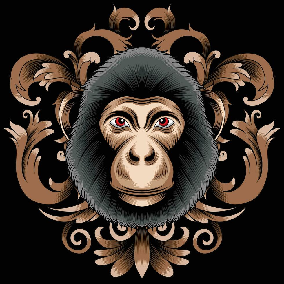 Monkey head vector illustration