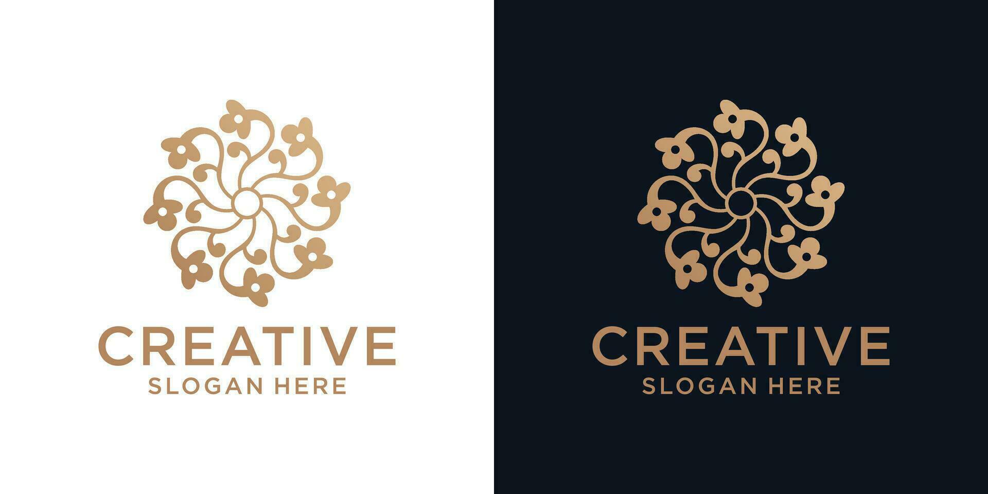 Floral ornament logo design abstract vector