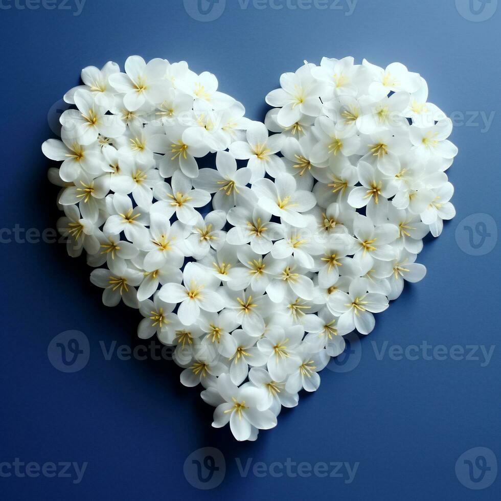 Heart from white flowers. Symbol love. Stylish design. AI Generated photo
