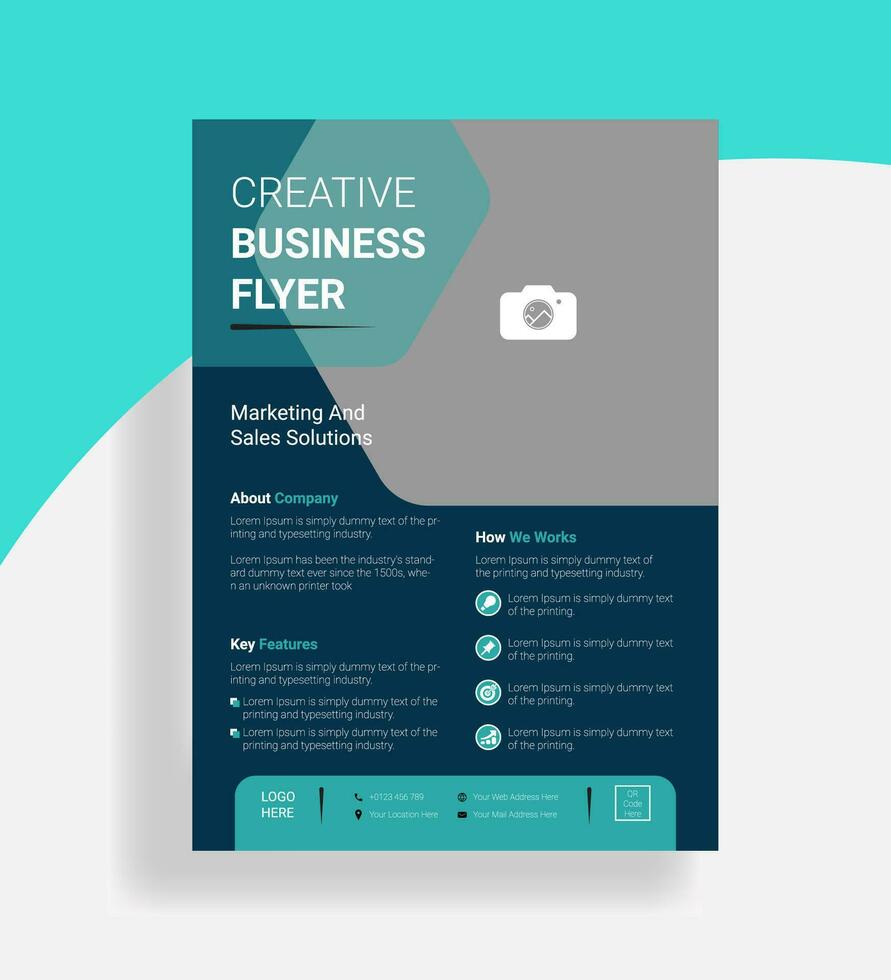 Creative business flyer template layout design in bright color. vector