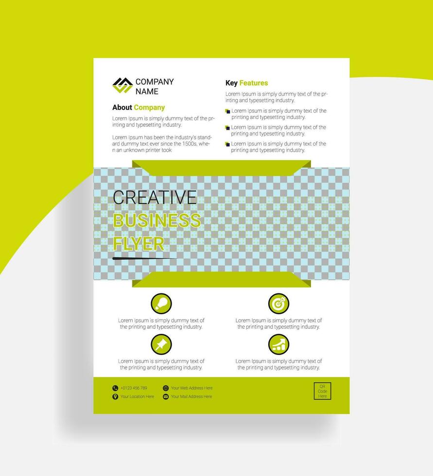 Creative business flyer template layout design in bright color. vector
