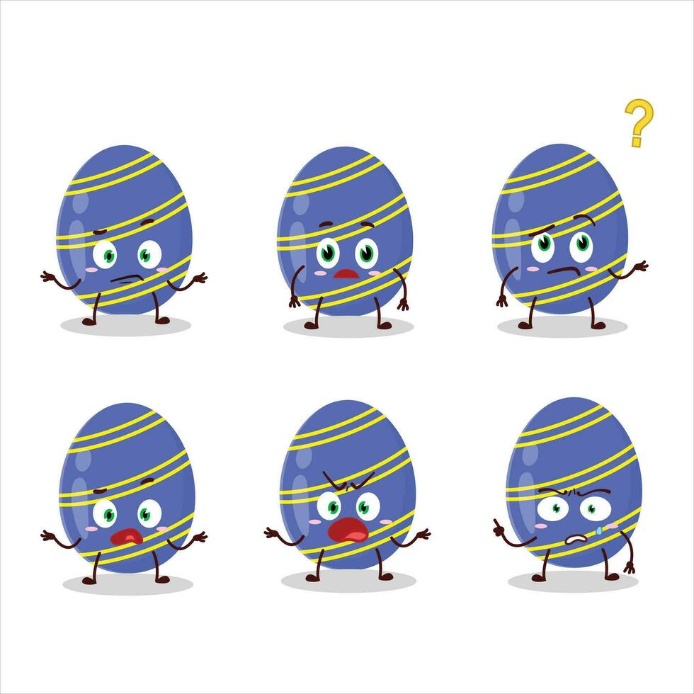 Cartoon character of blue easter egg with what expression vector