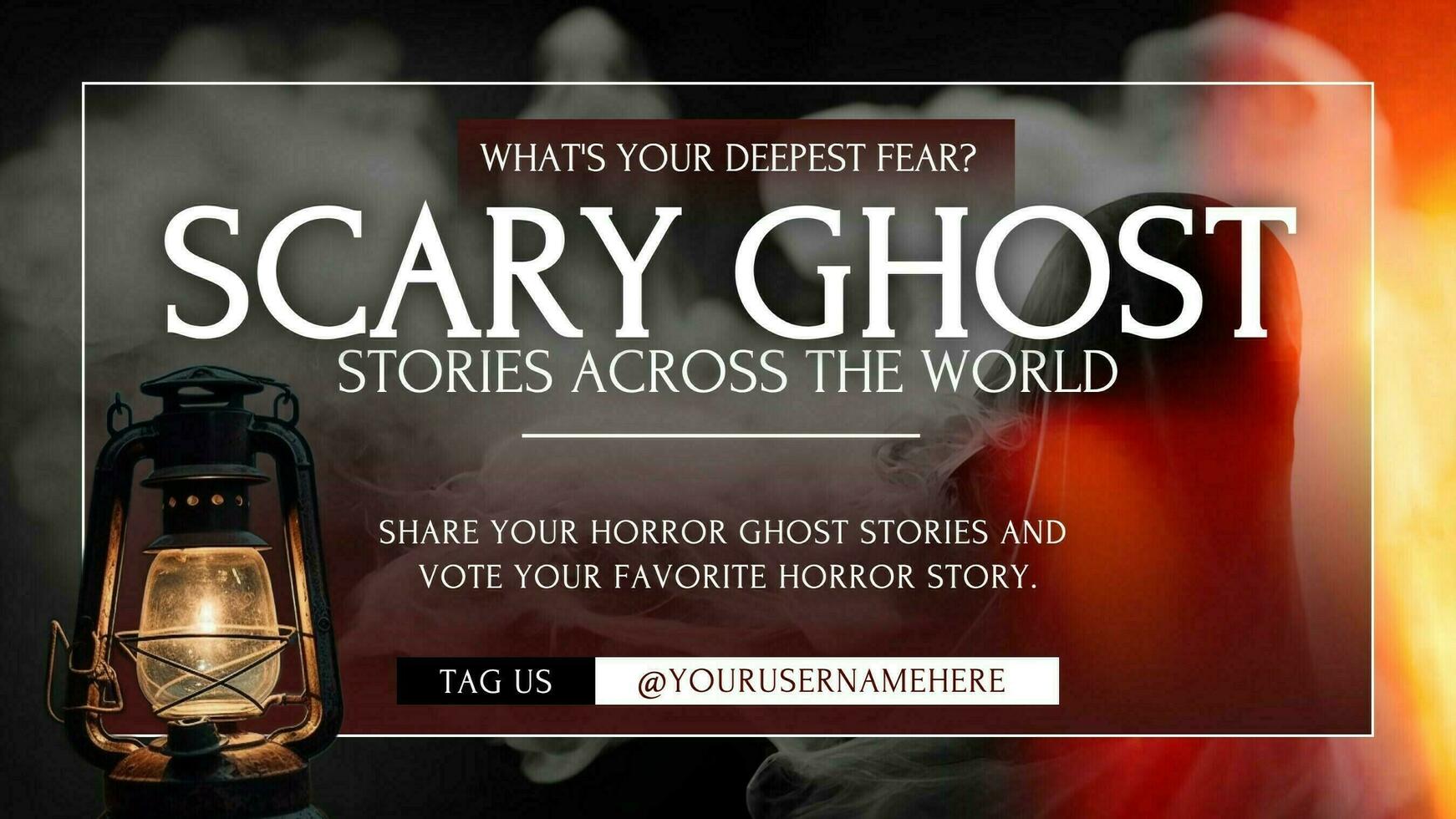 Red Flare Lantern Halloween for Scary Ghost Stories Template Twitter Post