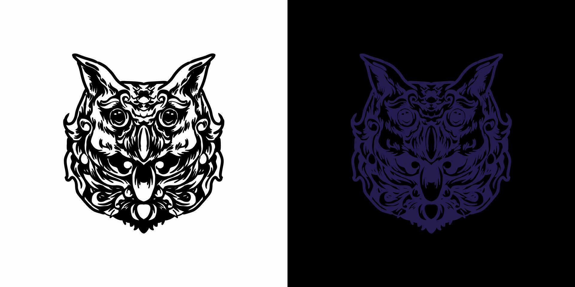 two different designs of an owl and a wolf vector