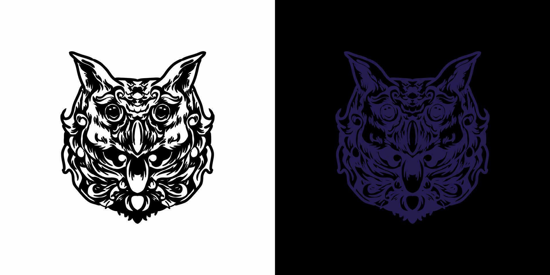 two different designs of an owl and a wolf vector