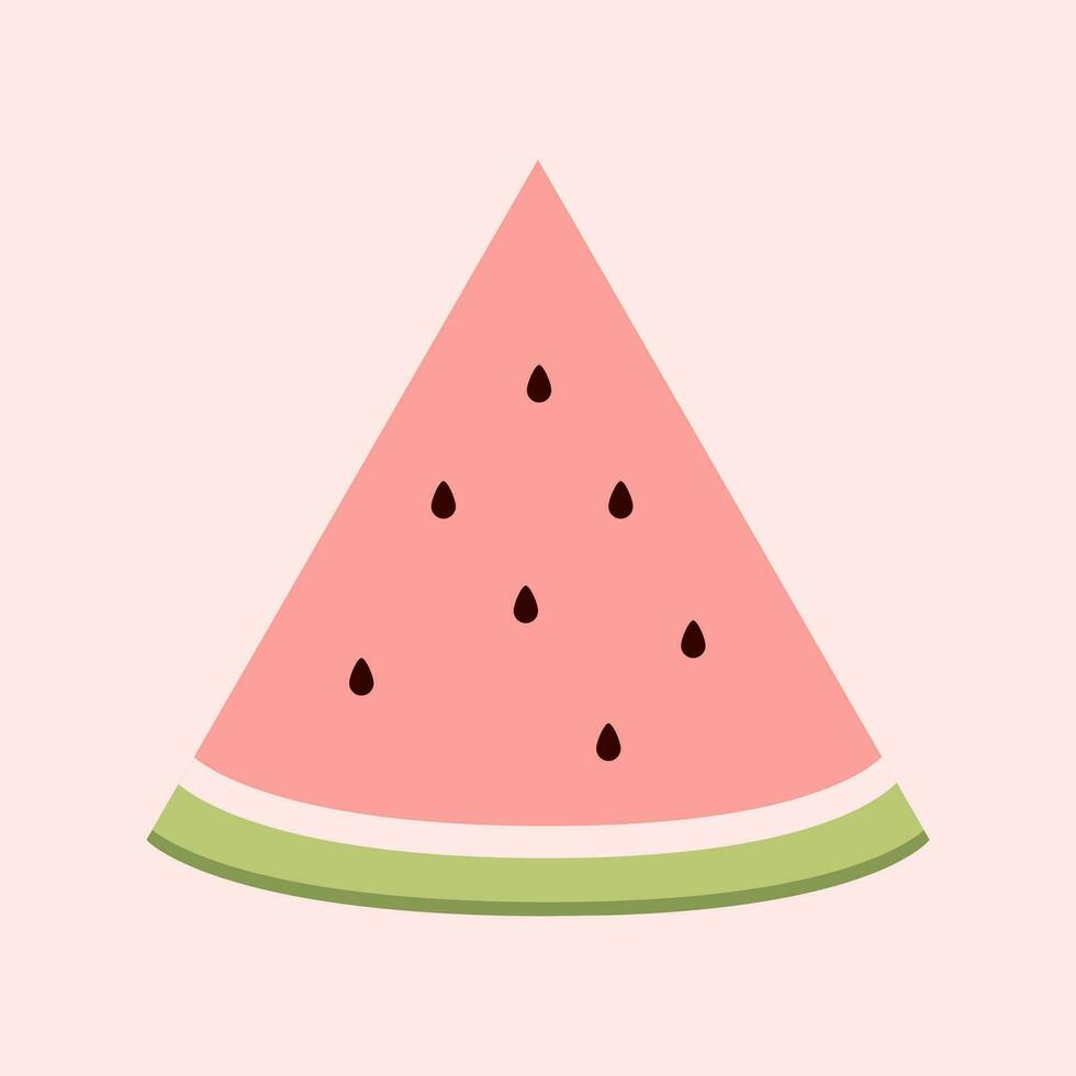 Free kawaii cute slice of watermelon vector art illustration in flat design